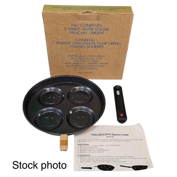 Avon Smiley Faces Silver Dollar Pancake Griddle 10" - Picture 6 of 6